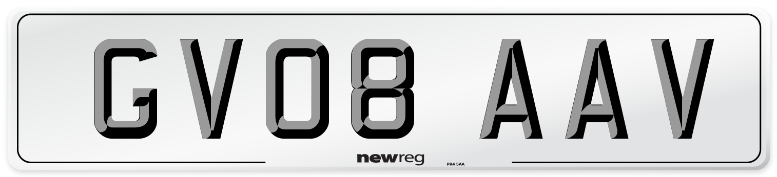 GV08 AAV Number Plate from New Reg